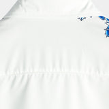 Men's White Casual Shirt with Blue Flowers