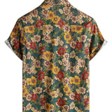 Gordon Men's Retro Short Sleeve Shirt with Leaf Print – Green