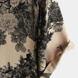 Men's Khaki Vintage Hawaiian Shirt with Flowers