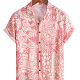 Allan Men's Hawaiian Floral Short Sleeve Shirt – Pink