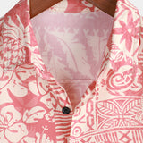 Allan Men's Hawaiian Floral Short Sleeve Shirt – Pink