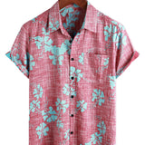 Men's Hawaiian Shirt with Red Flowers