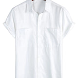 Bruce Men's Short Sleeve Shirt with Chest Pocket – White