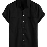 Ernest Men's Short Sleeve Solid Colour Shirt with Chest Pocket – Black