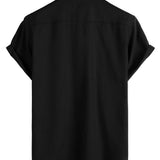 Ernest Men's Short Sleeve Solid Colour Shirt with Chest Pocket – Black