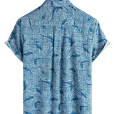 Howard Men's Short Sleeve Hawaiian Shirt with Shark Print – Blue