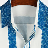 Men's Vintage Shirt with Blue Vertical Stripes