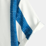 Men's Vintage Shirt with Blue Vertical Stripes