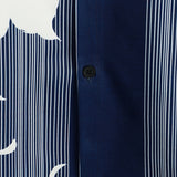 Men's Navy Aloha Shirt with Flowers and Stripes
