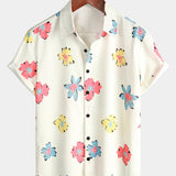 Beige Men's Shirt with Summer Florals