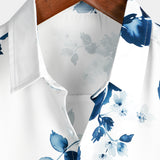 White Men's Short Sleeve Floral Shirt