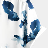 White Men's Short Sleeve Floral Shirt