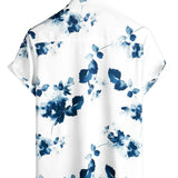 White Men's Short Sleeve Floral Shirt