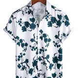 Men's White Summer Shirt with Flowers