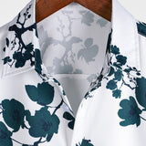 Men's White Summer Shirt with Flowers