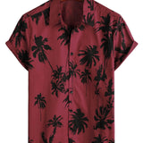 Dale Men's Short Sleeve Shirt with Palm Pattern – Red