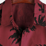 Dale Men's Short Sleeve Shirt with Palm Pattern – Red