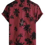 Dale Men's Short Sleeve Shirt with Palm Pattern – Red