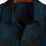 Navy Men's Shirt with Palm Trees