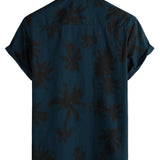 Navy Men's Shirt with Palm Trees