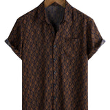 Men's Brown Retro Shirt with Chest Pocket