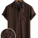 Men's Brown Retro Shirt with Chest Pocket