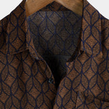 Men's Brown Retro Shirt with Chest Pocket