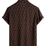 Men's Brown Retro Shirt with Chest Pocket