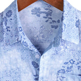 Gordon Men's Retro Floral Short Sleeve Shirt – Blue