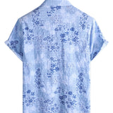 Gordon Men's Retro Floral Short Sleeve Shirt – Blue