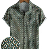 Men's Green Geometric Print Shirt