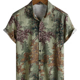 Men's Green Vintage Forest Print Shirt