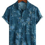 Men's Blue Watercolour Floral Shirt