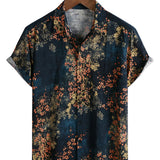 Lloyd Men's Short Sleeve Shirt with Flowers – Navy