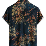 Lloyd Men's Short Sleeve Shirt with Flowers – Navy