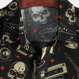 Men's Black Hawaiian Shirt in Punk Rock Style