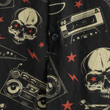 Men's Black Hawaiian Shirt in Punk Rock Style