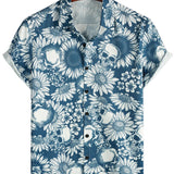 Gordon Men's Short Sleeve Hawaiian Shirt with Skull Print – Navy