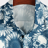 Gordon Men's Short Sleeve Hawaiian Shirt with Skull Print – Navy