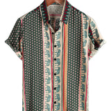 Green Men's Shirt with Elephants