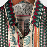 Green Men's Shirt with Elephants