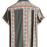 Green Men's Shirt with Elephants