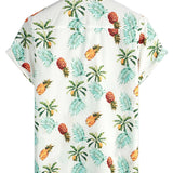 Douglas Men's Short Sleeve Hawaiian Shirt with Pineapple Print – White