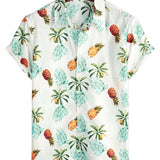 Douglas Men's Short Sleeve Hawaiian Shirt with Pineapple Print – White