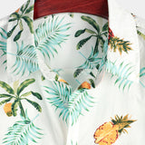 Douglas Men's Short Sleeve Hawaiian Shirt with Pineapple Print – White