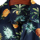 Stuart Men's Short Sleeve Hawaiian Shirt with Pineapple Print – Navy