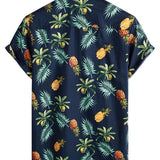 Stuart Men's Short Sleeve Hawaiian Shirt with Pineapple Print – Navy