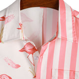 Men's Pink Shirt with Flamingos and Stripes