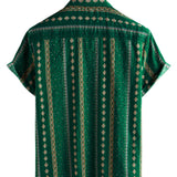 Keith Men's Retro Striped Short Sleeve Shirt – Green