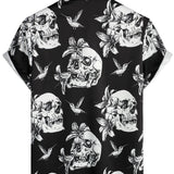 Black Men's Punk Rock Hawaiian Shirt
